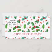 Zakelijk logo kerstpatroon cadeaubon (Voorkant)