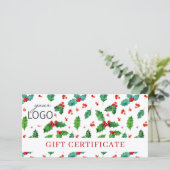 Zakelijk logo kerstpatroon cadeaubon (Staand voorkant)