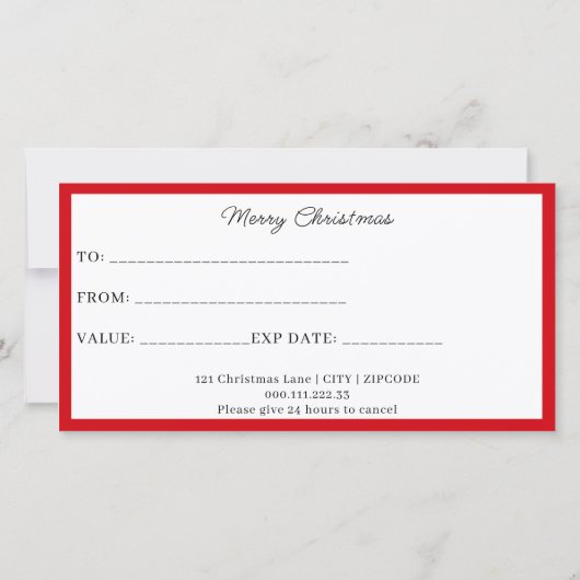 Zakelijk logo kerstpatroon cadeaubon (Achterkant)