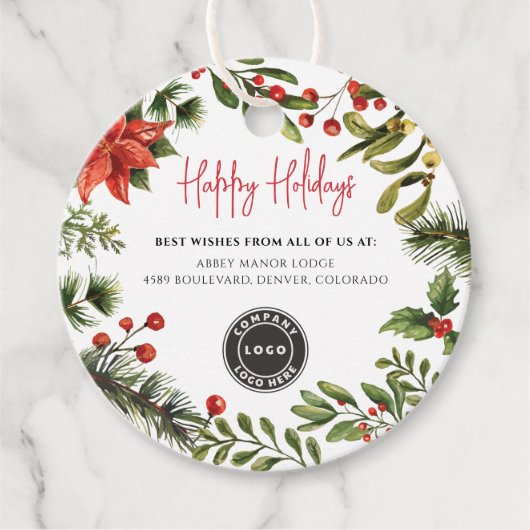 Zakelijk logo Kerstvakantie Bedankjes Labels (Voorkant)