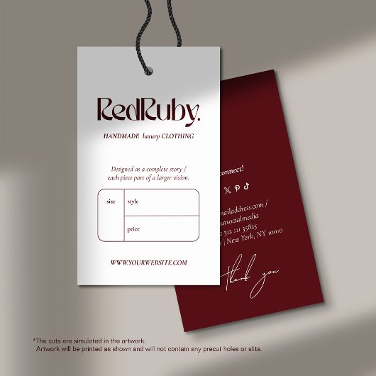 Zakelijk logo kledinglabel prijs hangtag kaart