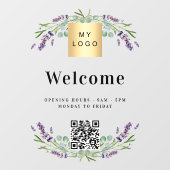 Zakelijk logo lavendel welkom openings QR-code Raamsticker (Vel)