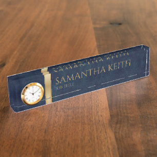 Zakelijk Logo Luxe Navy Leer Maatwerk Naambordje
