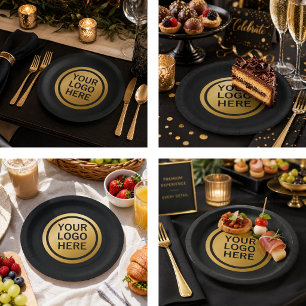 Zakelijk logo luxe zwart en goud papier papieren bordje