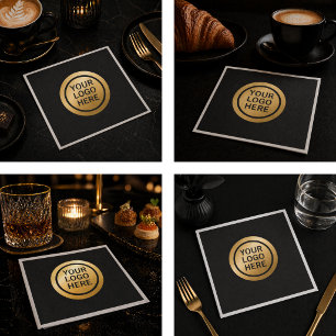 Zakelijk logo luxe zwart en goud papier servet