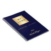 Zakelijk logo marineblauw goud elegant monogram notitieboek (Rechterzijde)