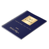 Zakelijk logo marineblauw goud elegant monogram notitieboek (Linkerzijde)