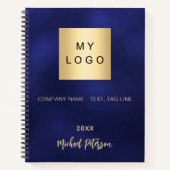 Zakelijk logo marineblauw goud naam jaar notitieboek (Voorkant)