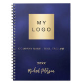 Zakelijk logo marineblauw goud naam jaar notitieboek (Voorkant)