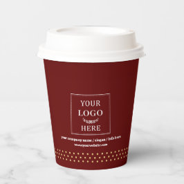 Zakelijk Logo Merk Papier Cup Burgundy Goud Stippe Papieren Bekers