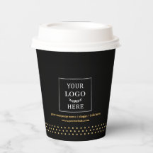 Zakelijk Logo Merk Papier Cup Zwart Gouden Stippen