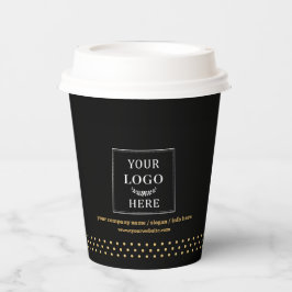 Zakelijk Logo Merk Papier Cup Zwart Gouden Stippen Papieren Bekers