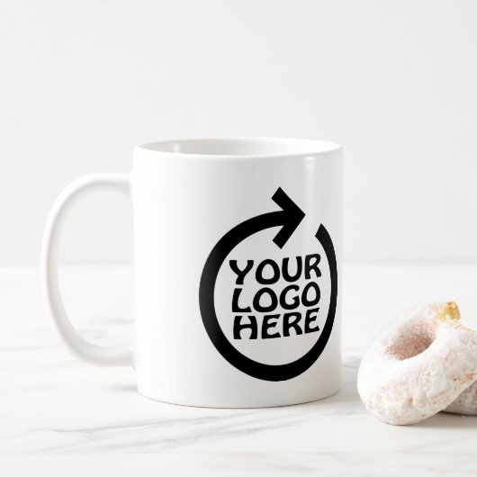 Zakelijk logo merknaam gepersonaliseerd koffiemok (Met donut)