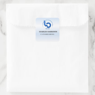 Zakelijk logo   Minimaal blauwe personeelskaart Vierkante Sticker