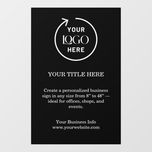 Zakelijk logo | Minimaal zwart stijlvol promotiema Raamsticker (Vel)