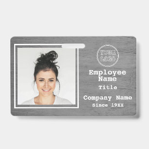 Zakelijk Logo Modern Grijs Houten Foto Personeels- Badge