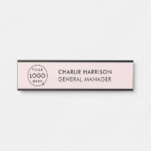 Zakelijk Logo | Modern Personeel Blush Roze Deurbordje (Voorkant)