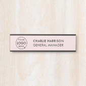 Zakelijk Logo | Modern Personeel Blush Roze Deurbordje (Voorkant)