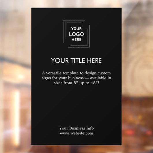 Zakelijk logo | Moderne zwarte promotie  Raamsticker (Vel 2)