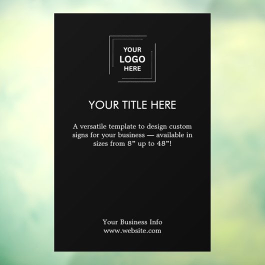 Zakelijk logo | Moderne zwarte promotie  Raamsticker (Vel 3)