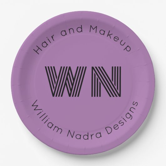 Zakelijk logo monogram bleke paarse papieren bord (Voorkant)