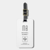 Zakelijk Logo Monogram Modern Professioneel Bagagelabel (Voorkant verticaal)