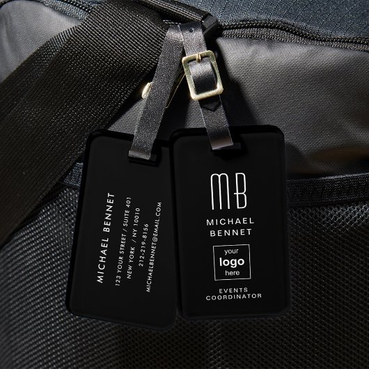 Zakelijk Logo Monogram Modern Professioneel Zwart Bagagelabel