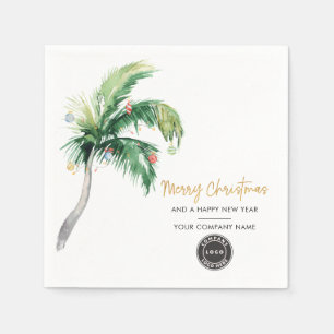 Zakelijk logo naam kerstvakantie palmboom toevoege servet