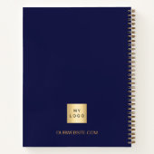 Zakelijk logo navyblauw goud elegant monogram notitieboek (Achterkant)