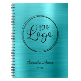 Zakelijk Logo Nep Turquoise Blauwe Folie Vergaderi Notitieboek