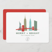 Zakelijk logo New York City Silhouet, Gebouw Feestdagenkaart (Voorkant / Achterkant)