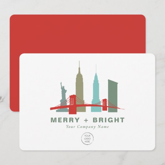 Zakelijk logo New York City Silhouette, Gebouw Feestdagenkaart (Voorkant / Achterkant)