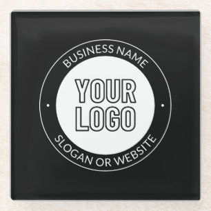 Zakelijk logo of ontwerp & bewerkbare tekstsjabloo glazen onderzetter