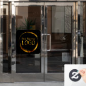 Zakelijk logo op zwarte afgeronde hoek vierkant raamsticker (Kantoordeur)