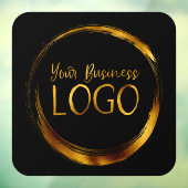 Zakelijk logo op zwarte afgeronde hoek vierkant raamsticker (Vel 3)