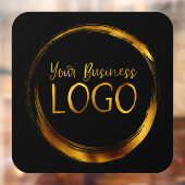 Zakelijk logo op zwarte afgeronde hoek vierkant raamsticker (Vel 2)