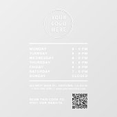 Zakelijk Logo Open Uren QR Code Witte Lettertekens Raamsticker (Vel)