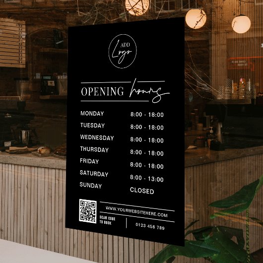 Zakelijk Logo Openingsuren Modern QR-code Raamsticker