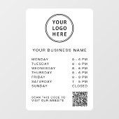 Zakelijk logo openingsuren QR-code wit Raamsticker (Vel)
