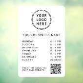 Zakelijk logo openingsuren QR-code wit Raamsticker (Vel 3)