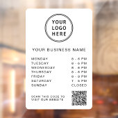 Zakelijk logo openingsuren QR-code wit Raamsticker (Vel 2)
