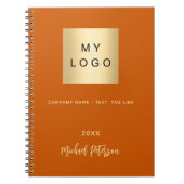 Zakelijk logo oranjebruin elegant monogram notitieboek (Voorkant)