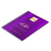 Zakelijk logo paars gouden monogram glamour notitieboek (Linkerzijde)