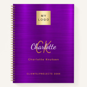 Zakelijk logo paars gouden monogram glamoureus notitieboek