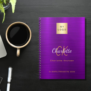 Zakelijk logo paars gouden monogram glamoureus notitieboek