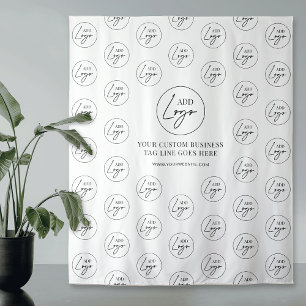 Zakelijk Logo Patroon Bedrijfs Zwart & Wit Wandkleed