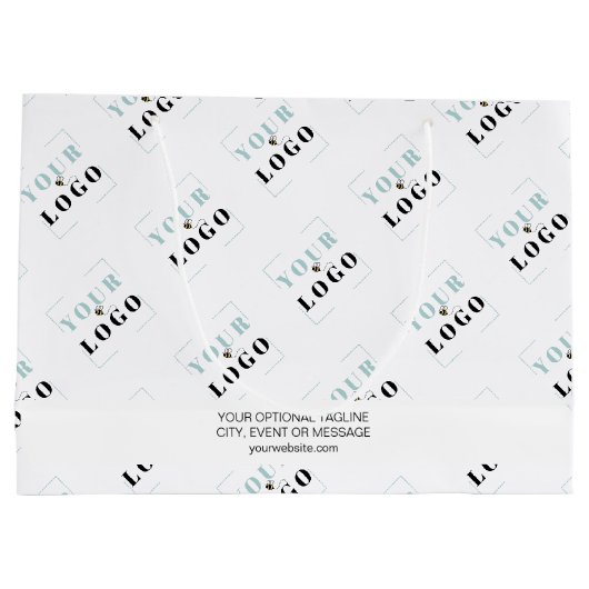Zakelijk Logo-patroon met aangepaste promotietekst Groot Cadeauzakje (Achterkant)