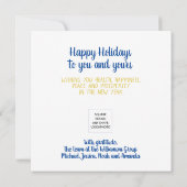 Zakelijk Logo, prettig kerstblauw, eenvoudig vierk Kaart (Achterkant)