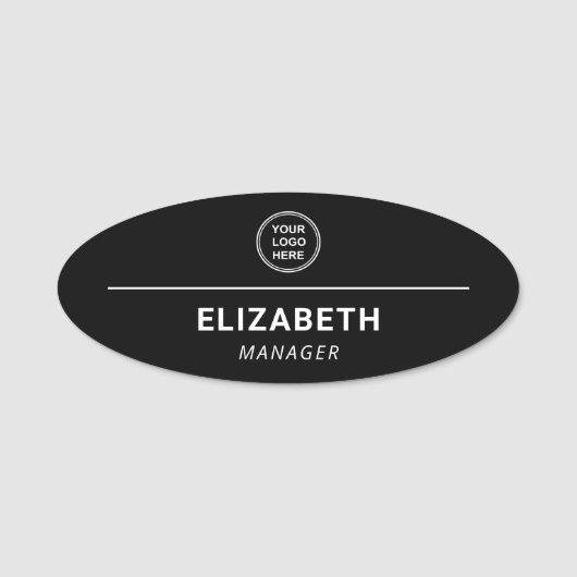 Zakelijk Logo Professionele Zwart Naamplaatje (Voorkant)