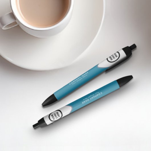 Zakelijk logo promotiepen | Teal Blue Corp Blauwe Inkt Pen